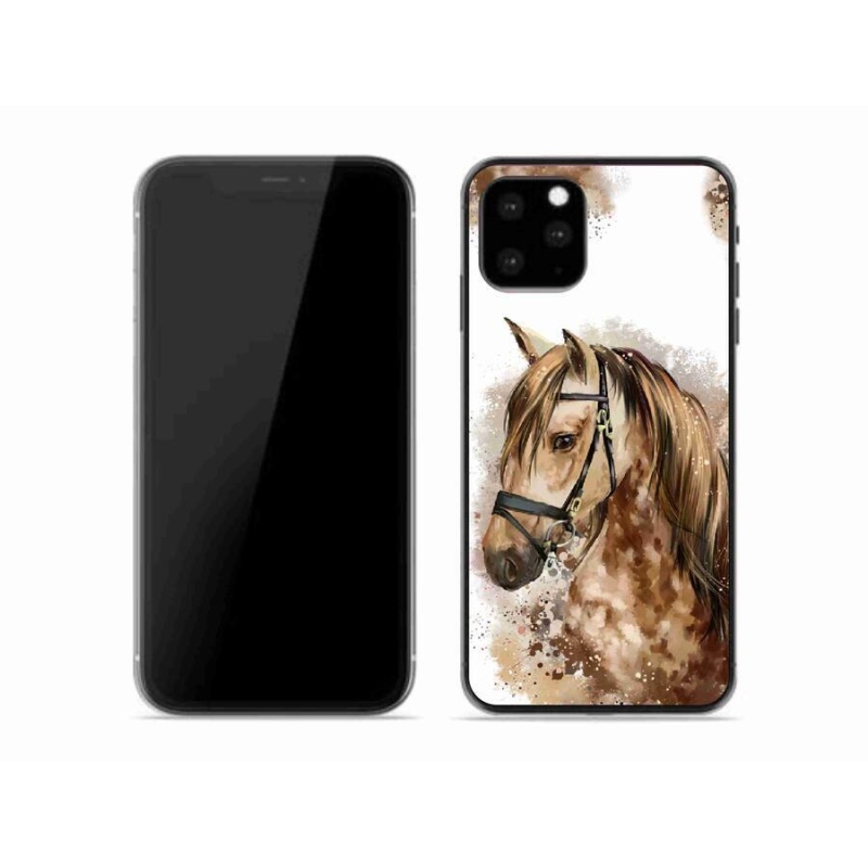 Gelový kryt mmCase na mobil iPhone 11 Pro - hnědý kreslený kůň