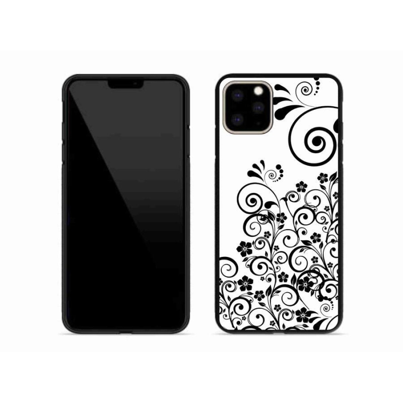 Gelový kryt mmCase na mobil iPhone 11 Pro Max - černobílé květinové vzory
