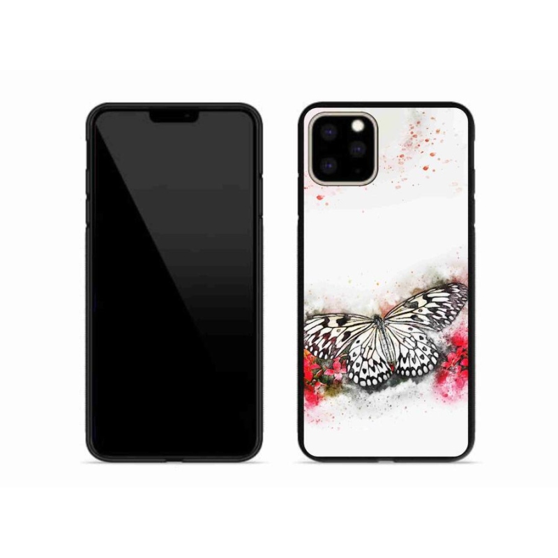 Gelový kryt mmCase na mobil iPhone 11 Pro Max - černobílý motýl