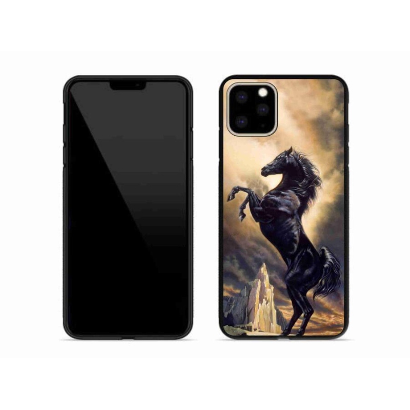Gelový kryt mmCase na mobil iPhone 11 Pro Max - černý kreslený kůň