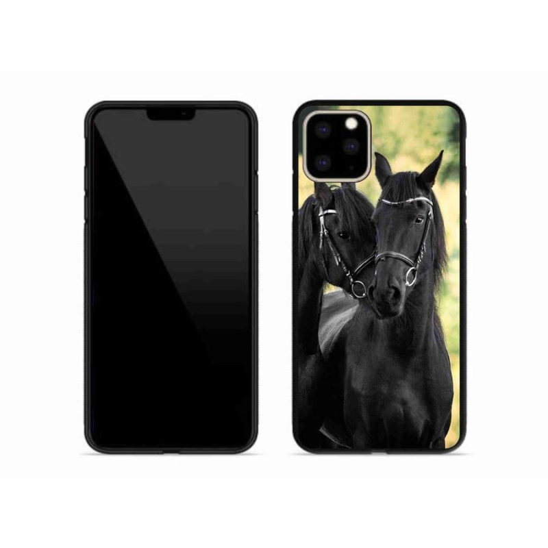 Gelový kryt mmCase na mobil iPhone 11 Pro Max - dva černí koně