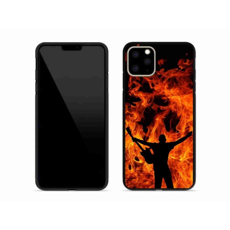 Gelový kryt mmCase na mobil iPhone 11 Pro Max - muzikant a oheň