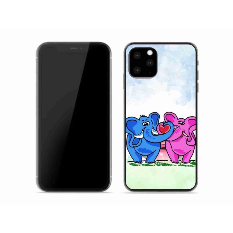 Gelový kryt mmCase na mobil iPhone 11 Pro - zamilovaní sloni