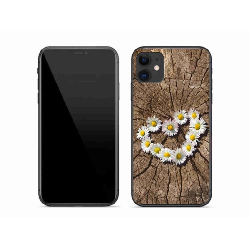 Gelový kryt mmCase na mobil iPhone 11 - srdce z kopretin