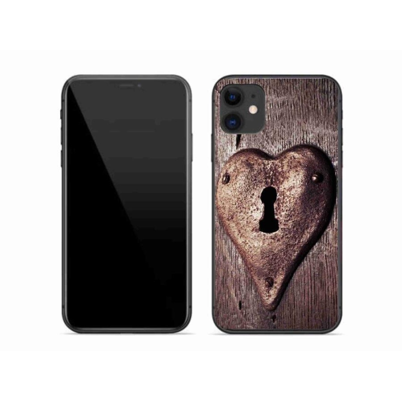 Gelový kryt mmCase na mobil iPhone 11 - zámek ve tvaru srdce