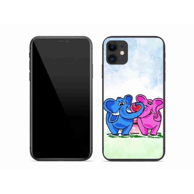 Gelový kryt mmCase na mobil iPhone 11 - zamilovaní sloni