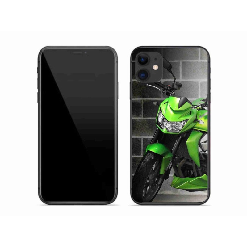 Gelový kryt mmCase na mobil iPhone 11 - zelená motorka