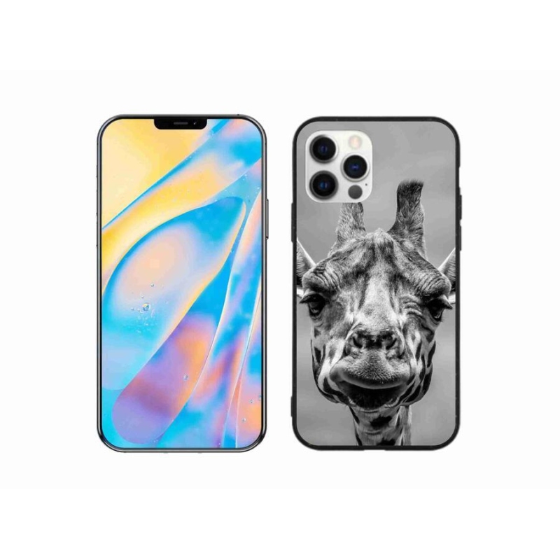 Gelový kryt mmCase na mobil iPhone 12 - černobílá žirafa