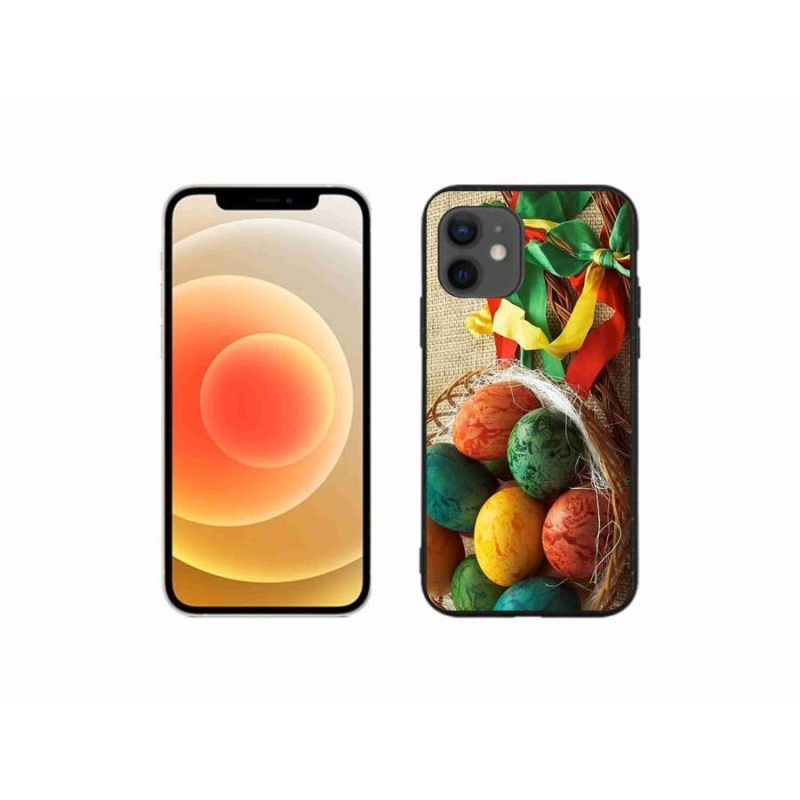 Gelový kryt mmCase na mobil iPhone 12 mini - pomlázky a vajíčka