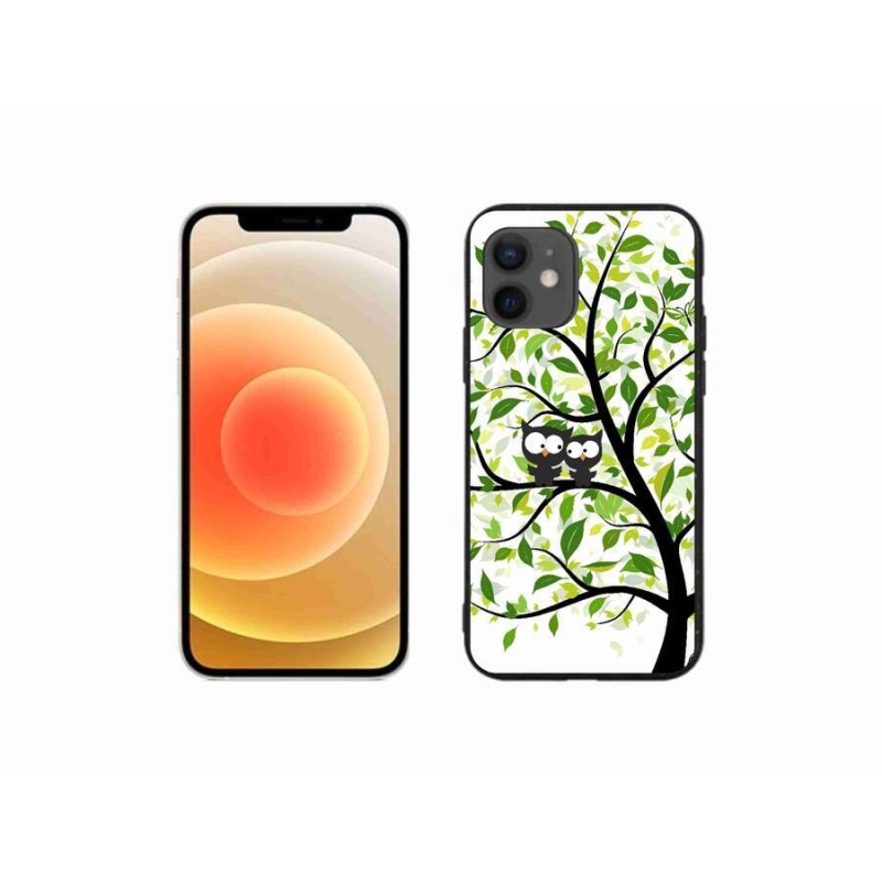 Gelový kryt mmCase na mobil iPhone 12 mini - sovičky na stromě