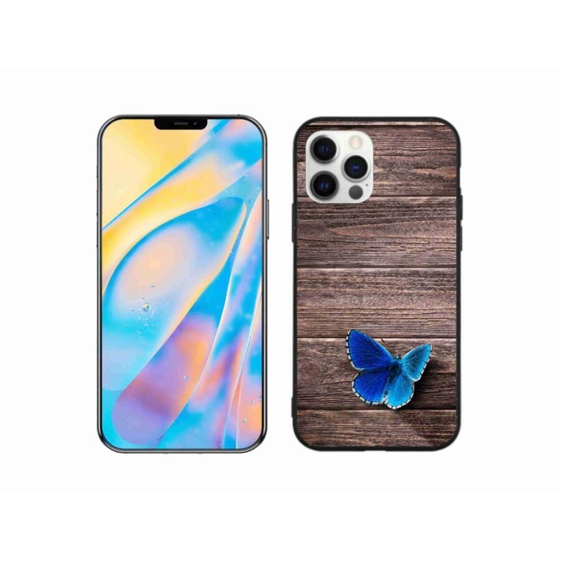Gelový kryt mmCase na mobil iPhone 12 - modrý motýl 1
