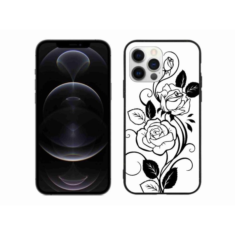 Gelový kryt mmCase na mobil iPhone 12 Pro Max - černobílá růže