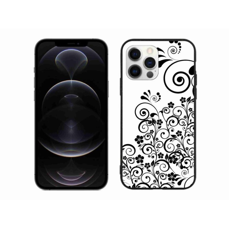Gelový kryt mmCase na mobil iPhone 12 Pro Max - černobílé květinové vzory