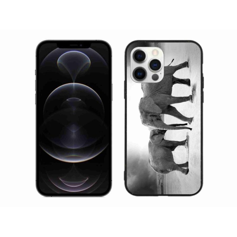 Gelový kryt mmCase na mobil iPhone 12 Pro Max - černobílí sloni