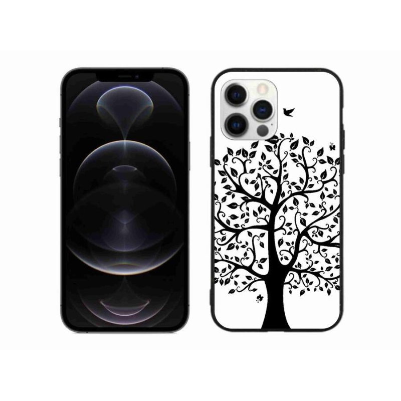 Gelový kryt mmCase na mobil iPhone 12 Pro Max - černobílý strom