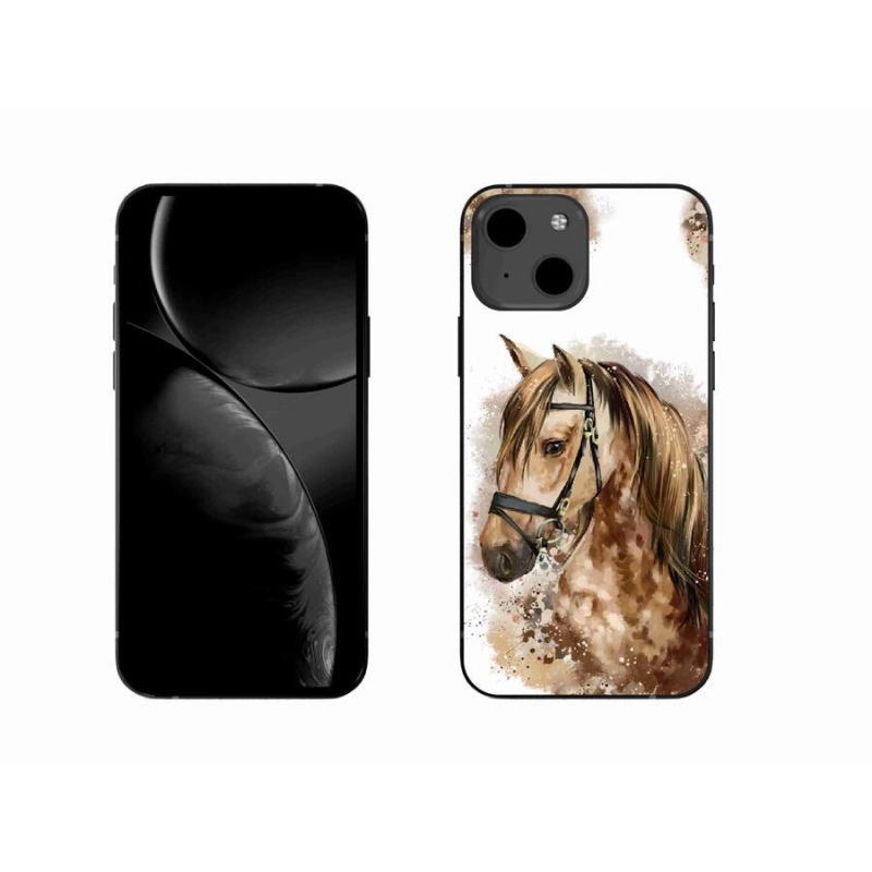 Gelový kryt mmCase na mobil iPhone 13 6.1 - hnědý kreslený kůň