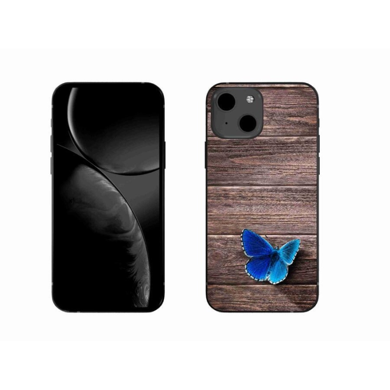 Gelový kryt mmCase na mobil iPhone 13 6.1 - modrý motýl 1