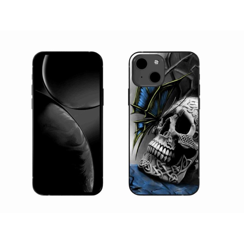 Gelový kryt mmCase na mobil iPhone 13 6.1 - motýl a lebka