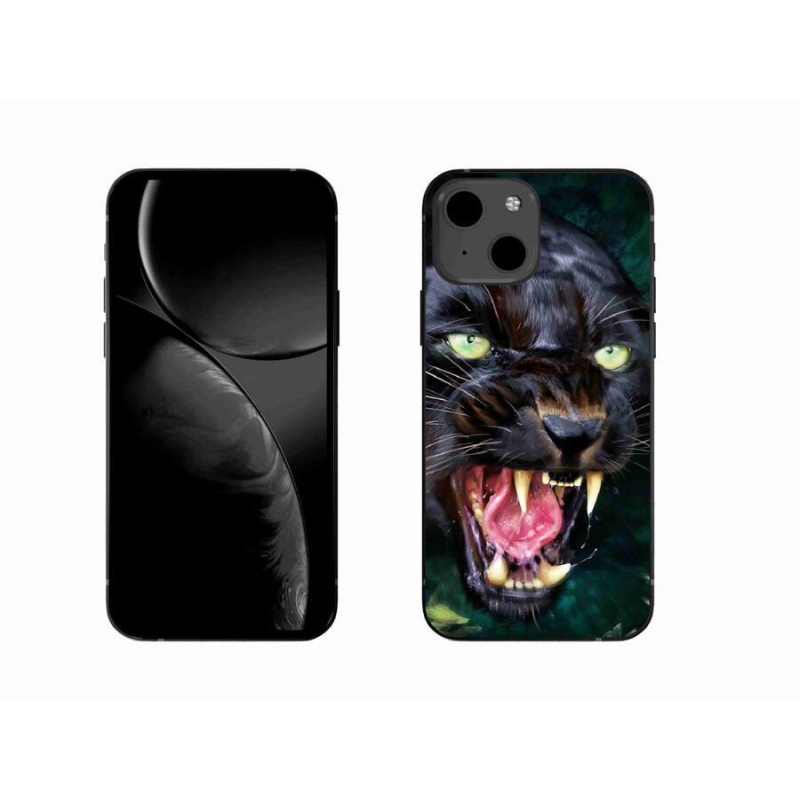 Gelový kryt mmCase na mobil iPhone 13 6.1 - rozzuřený černý panter