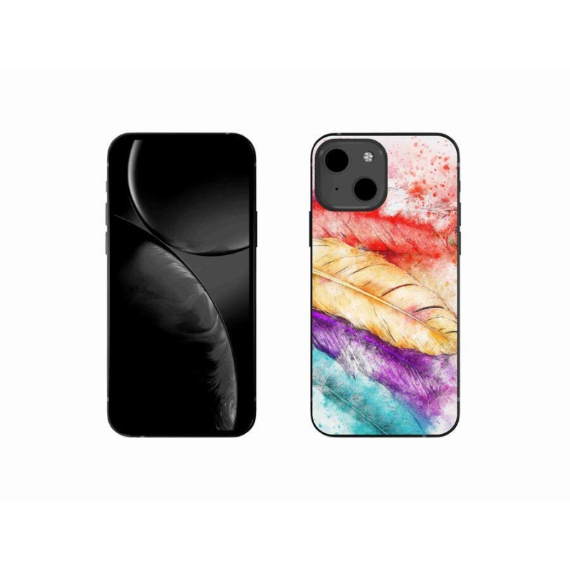 Gelový kryt mmCase na mobil iPhone 13 mini 5.4 - barevné peří
