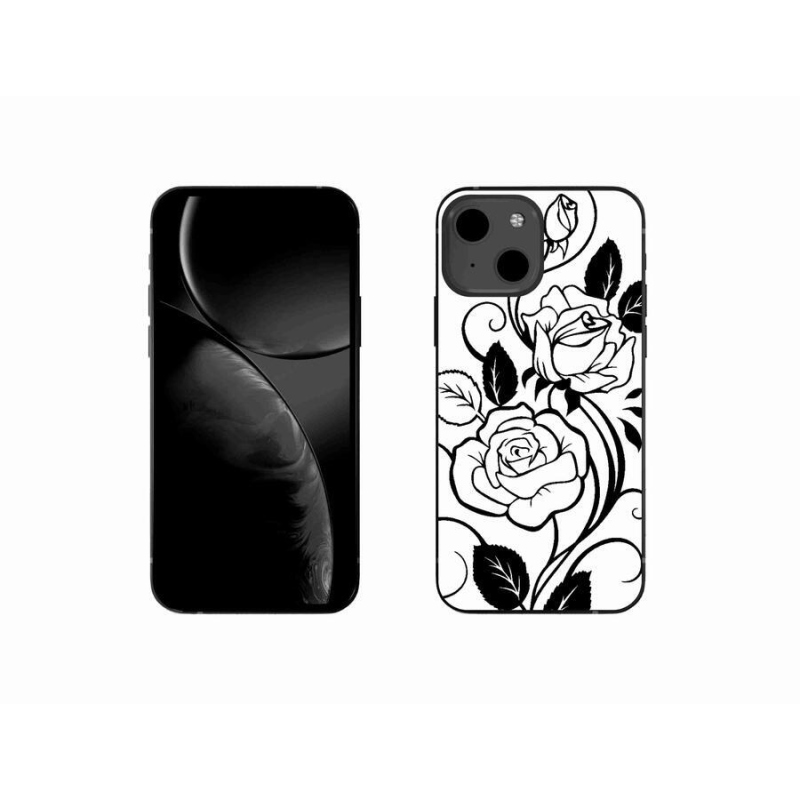 Gelový kryt mmCase na mobil iPhone 13 mini 5.4 - černobílá růže
