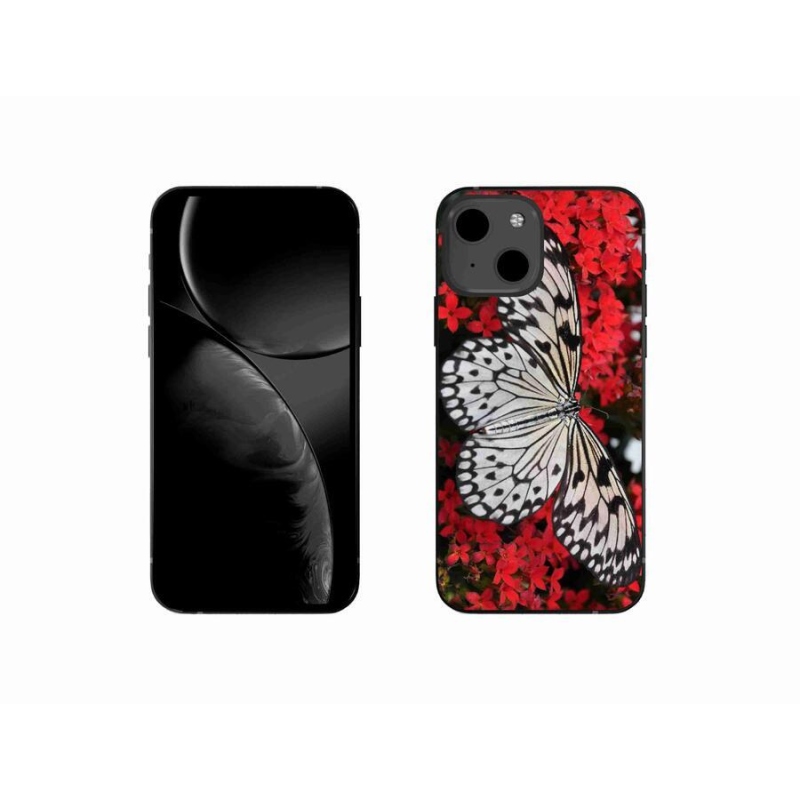 Gelový kryt mmCase na mobil iPhone 13 mini 5.4 - černobílý motýl 1