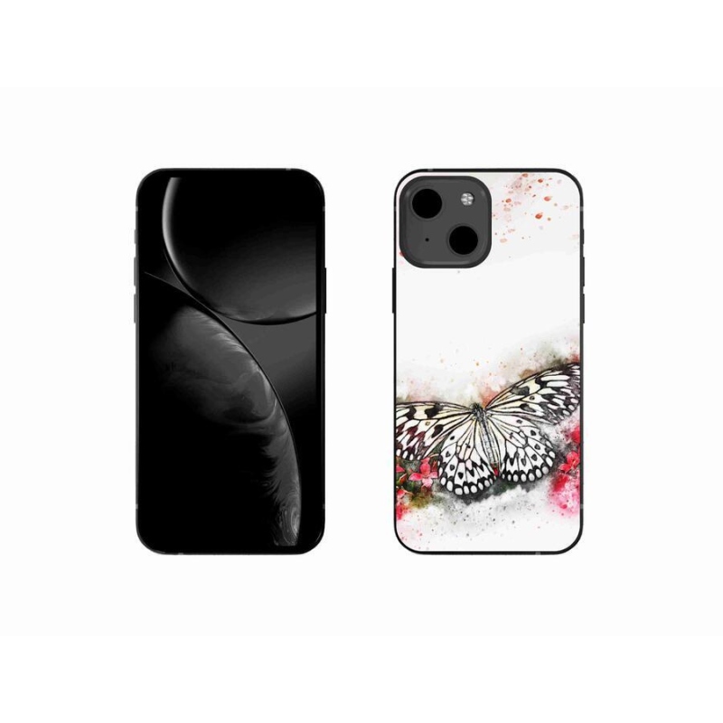 Gelový kryt mmCase na mobil iPhone 13 mini 5.4 - černobílý motýl
