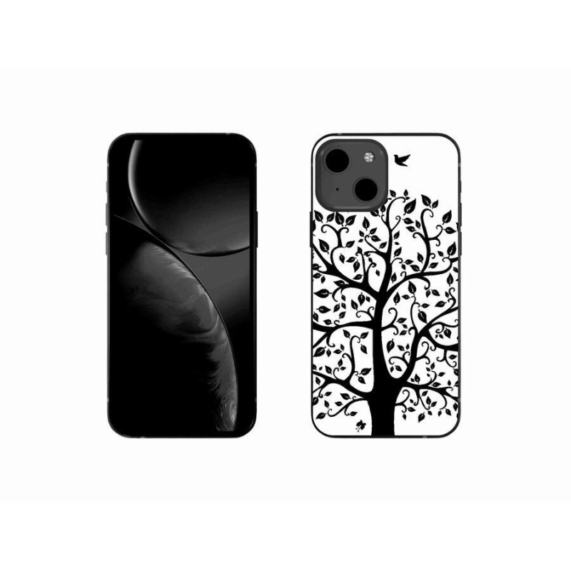 Gelový kryt mmCase na mobil iPhone 13 mini 5.4 - černobílý strom