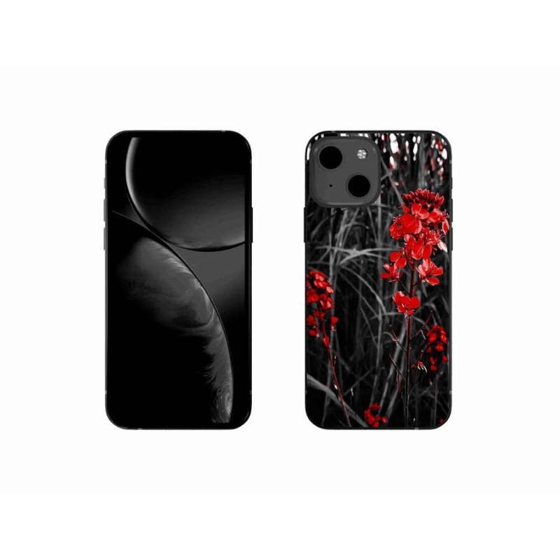 Gelový kryt mmCase na mobil iPhone 13 mini 5.4 - červená rostlina
