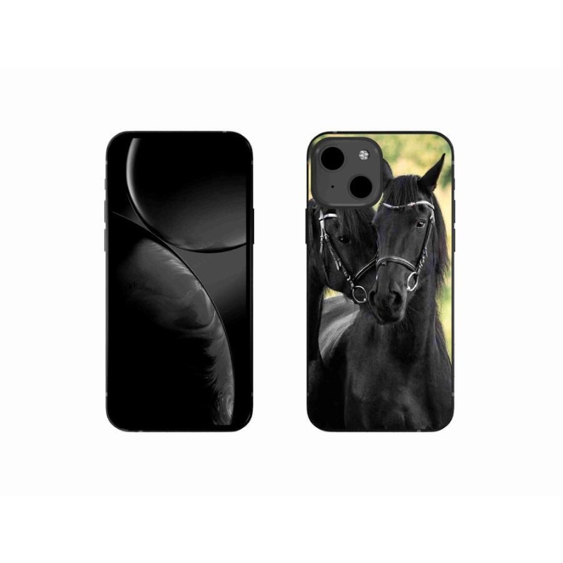 Gelový kryt mmCase na mobil iPhone 13 mini 5.4 - dva černí koně