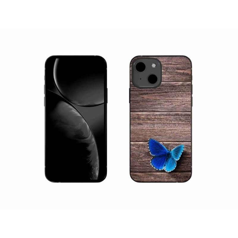 Gelový kryt mmCase na mobil iPhone 13 mini 5.4 - modrý motýl 1