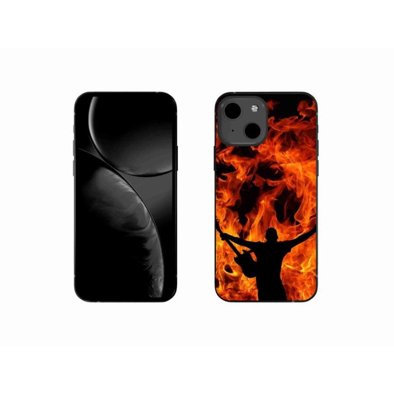 Gelový kryt mmCase na mobil iPhone 13 mini 5.4 - muzikant a oheň