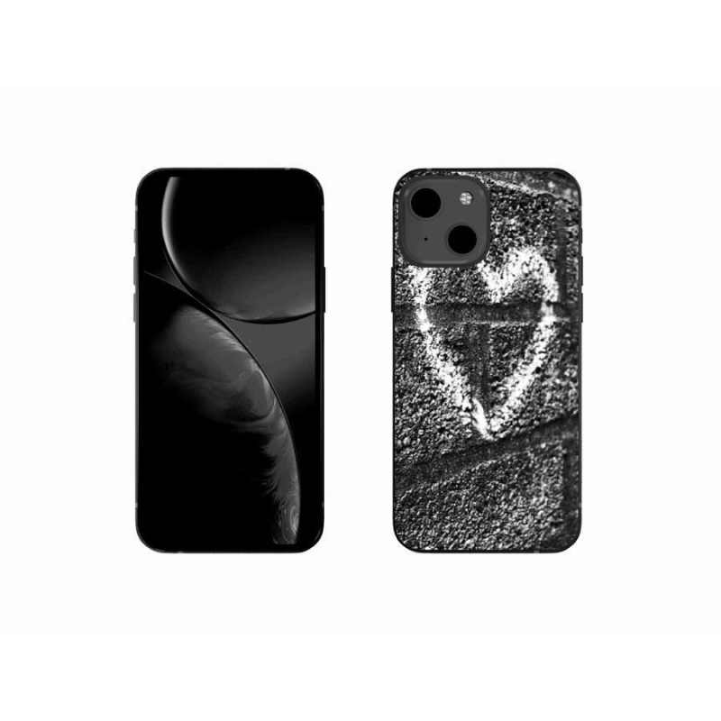 Gelový kryt mmCase na mobil iPhone 13 mini 5.4 - srdce na zdi