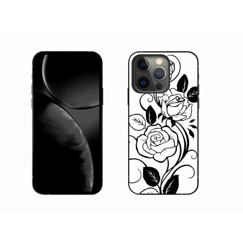 Gelový kryt mmCase na mobil iPhone 13 Pro 6.1 - černobílá růže