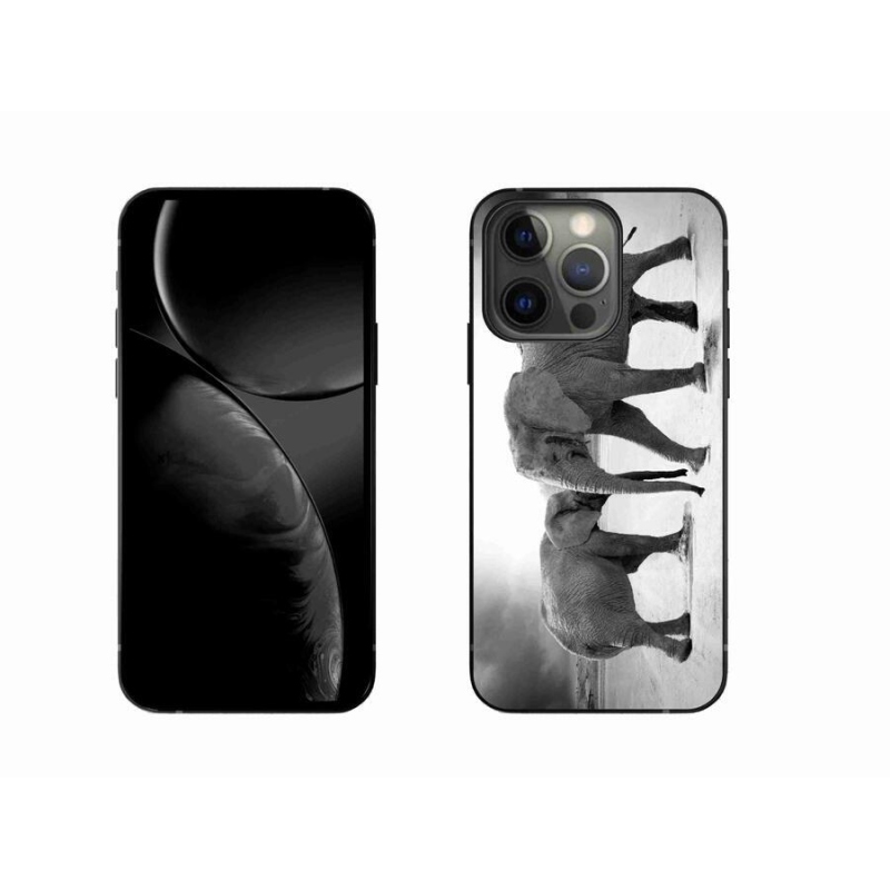 Gelový kryt mmCase na mobil iPhone 13 Pro 6.1 - černobílí sloni