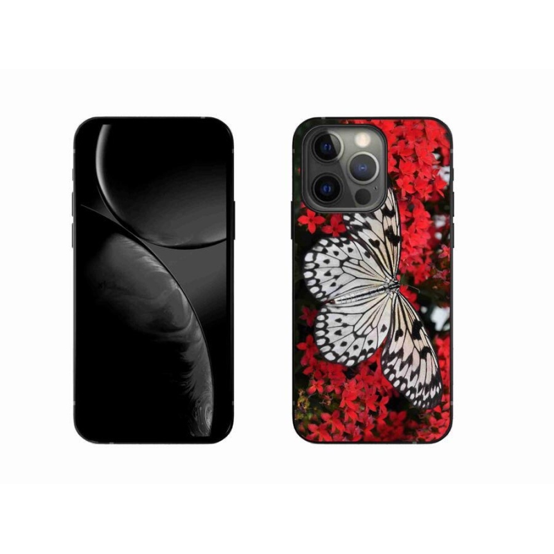 Gelový kryt mmCase na mobil iPhone 13 Pro 6.1 - černobílý motýl 1