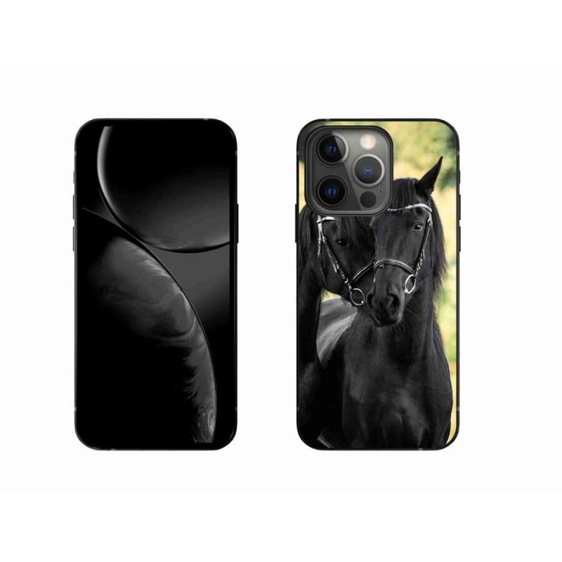 Gelový kryt mmCase na mobil iPhone 13 Pro 6.1 - dva černí koně