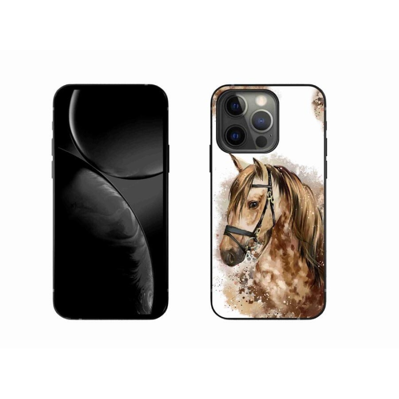 Gelový kryt mmCase na mobil iPhone 13 Pro 6.1 - hnědý kreslený kůň