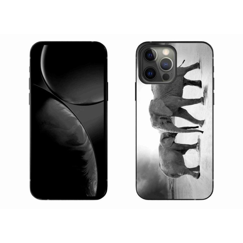 Gelový kryt mmCase na mobil iPhone 13 Pro Max 6.7 - černobílí sloni