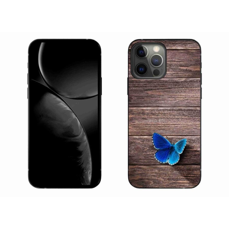 Gelový kryt mmCase na mobil iPhone 13 Pro Max 6.7 - modrý motýl 1