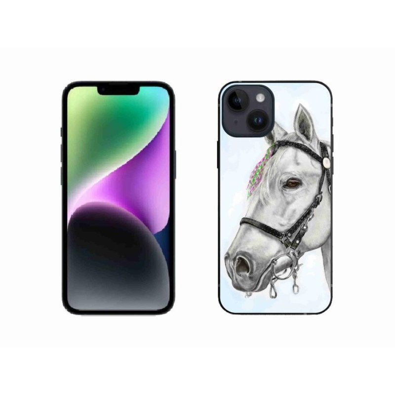 Gelový kryt mmCase na mobil iPhone 14 - bílý kůň 1