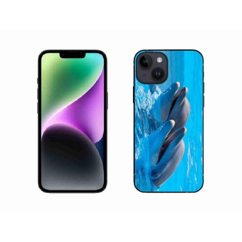Gelový kryt mmCase na mobil iPhone 14 - delfíni