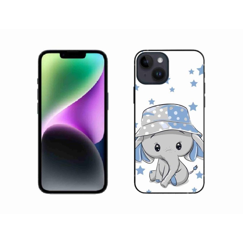 Gelový kryt mmCase na mobil iPhone 14 - modrý slon