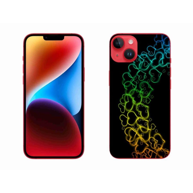 Gelový kryt mmCase na mobil iPhone 14 Plus - barevná srdíčka