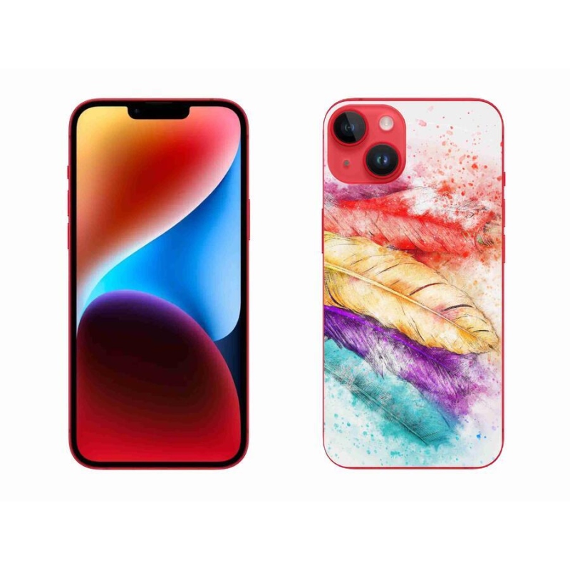 Gelový kryt mmCase na mobil iPhone 14 Plus - barevné peří