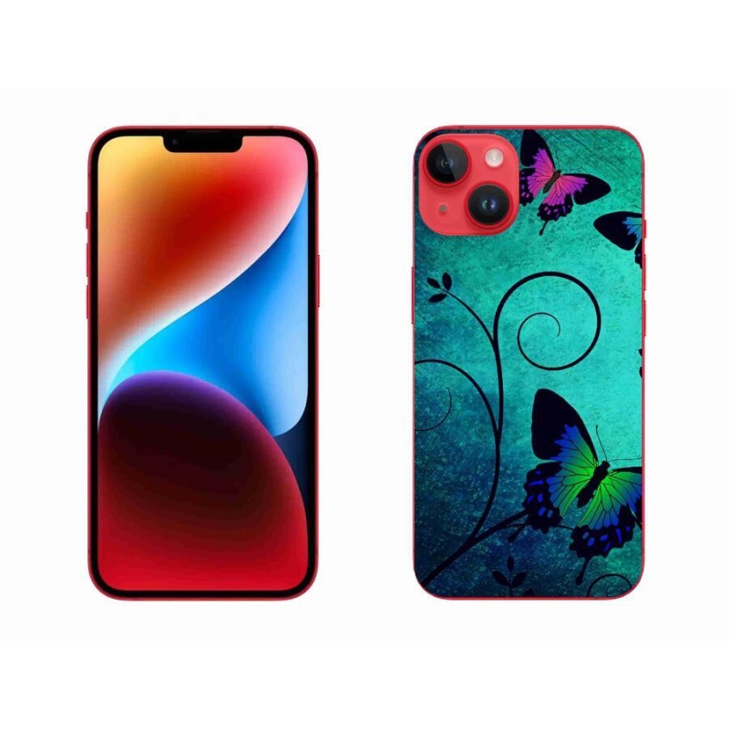 Gelový kryt mmCase na mobil iPhone 14 Plus - barevní motýli