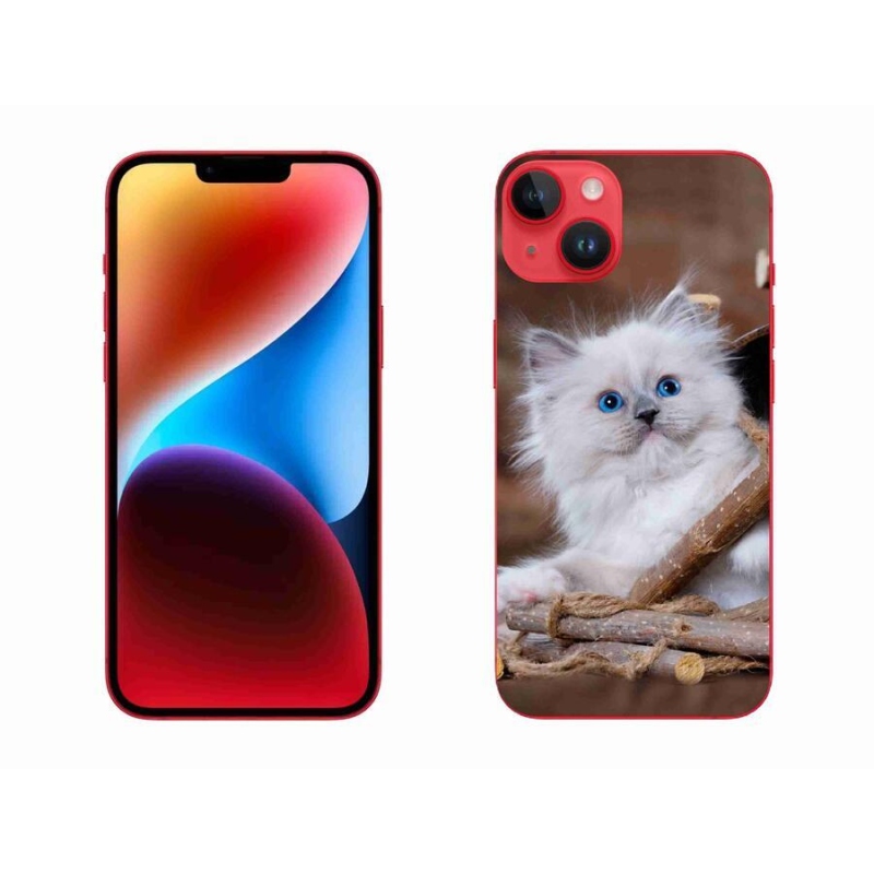 Gelový kryt mmCase na mobil iPhone 14 Plus - bílé kotě