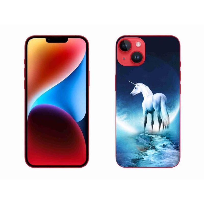 Gelový kryt mmCase na mobil iPhone 14 Plus - bílý jednorožec