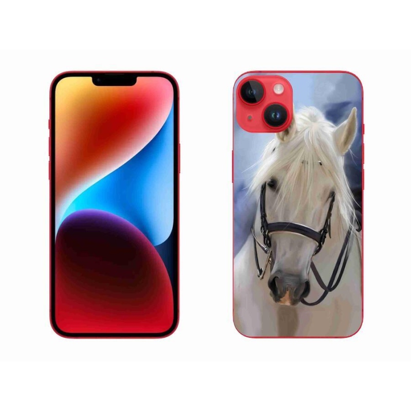 Gelový kryt mmCase na mobil iPhone 14 Plus - bílý kůň