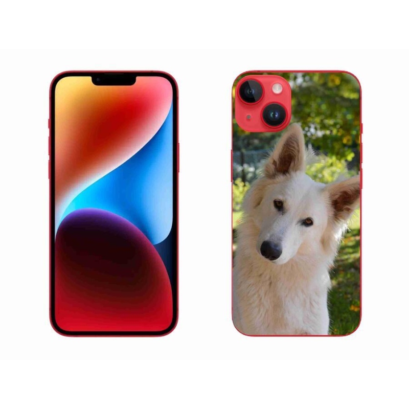 Gelový kryt mmCase na mobil iPhone 14 Plus - bílý švýcarský ovčák 1